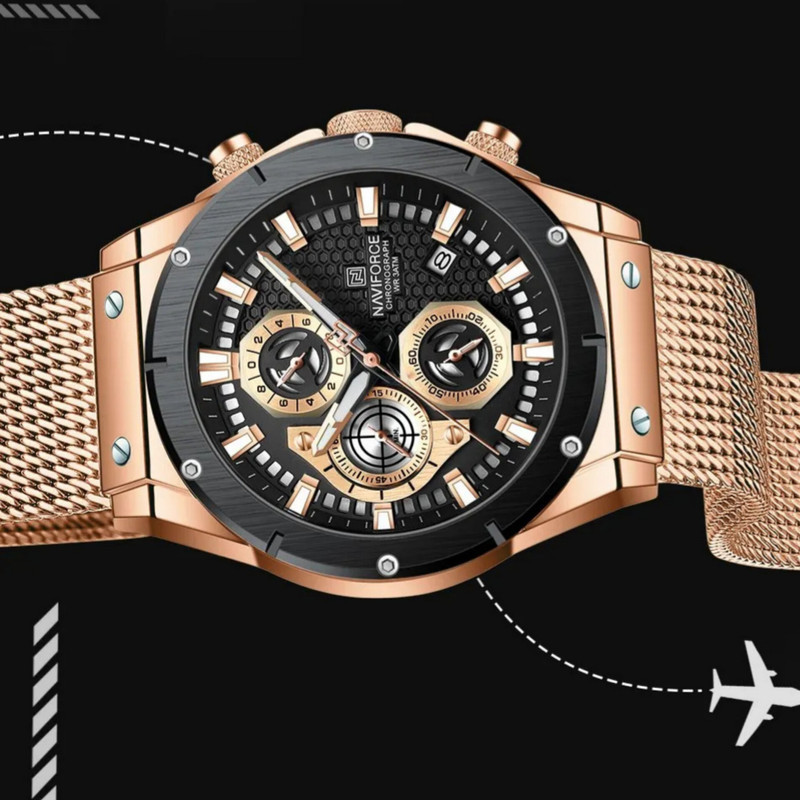 ساعت مچی عقربه‌ای مردانه نیوی فورس مدل سه موتوره کرنوگراف تقویمدار