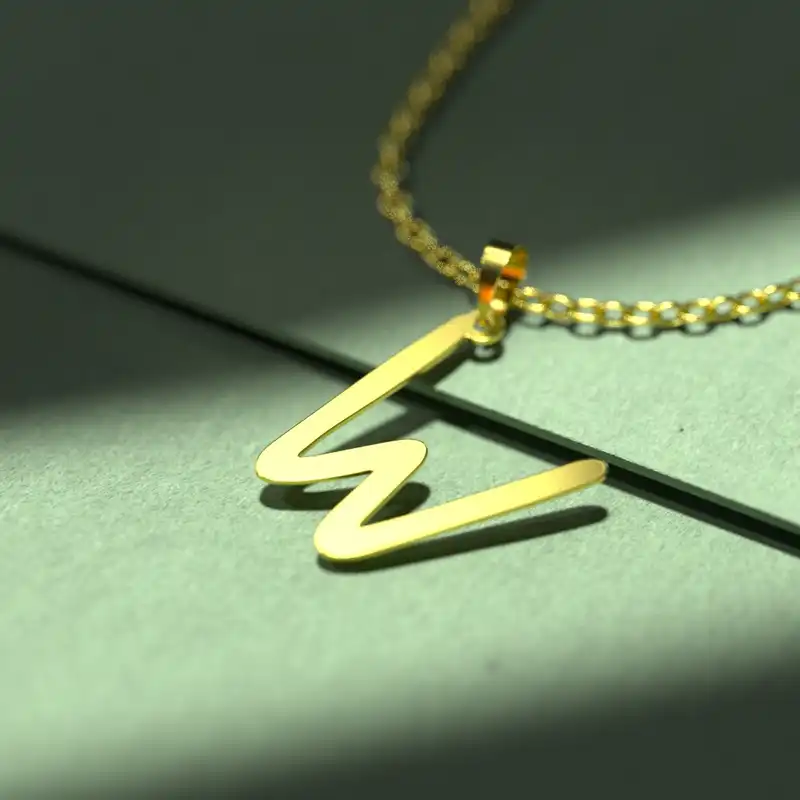 گردنبند طلا 18 عیار زنانه مدوپد مدل حرف W کد H3-1-1595