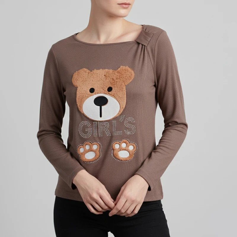 بلوز آستین بلند یقه گرد زنانه ناتوسا مدل NT844-1