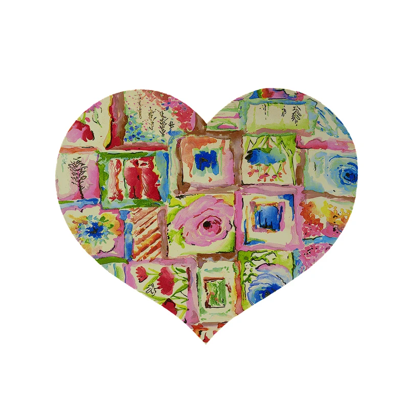 پادری مدل قلب طرح گل کد 5705 سایز 90x90 سانتی متر