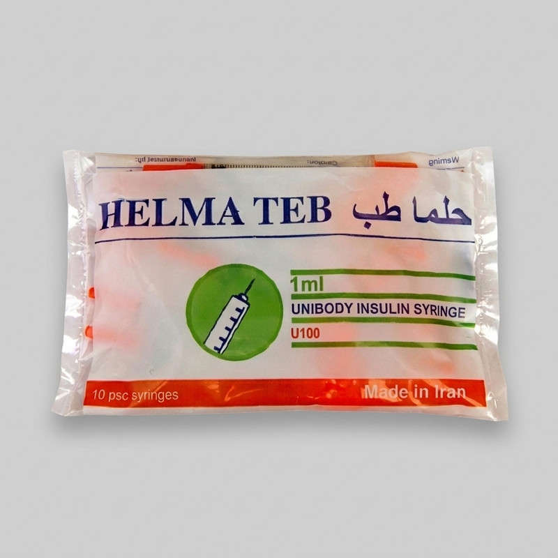 سرنگ انسولین حلما طب 1 سی سی مدل یکپارچه بسته 20 عددی
