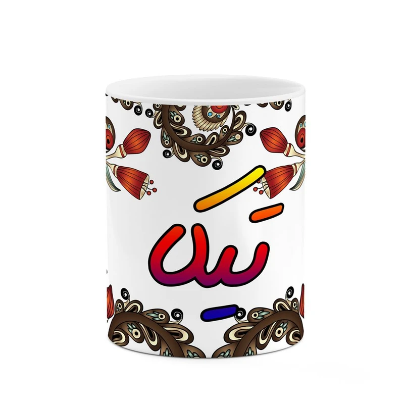 ماگ کاکتی مدل اسم تیکا طرح سنتی گل و بته کد mgh44624