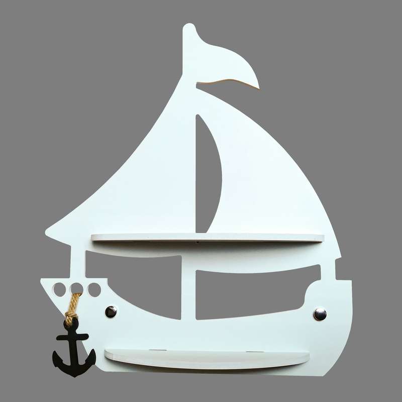 شلف دیواری اتاق کودک مدل قایق بادبانی
