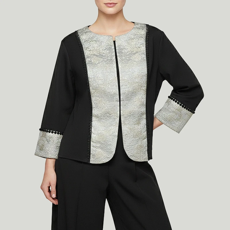 کت زنانه مدل کتان خرجکار ژاکارد کد AK1398