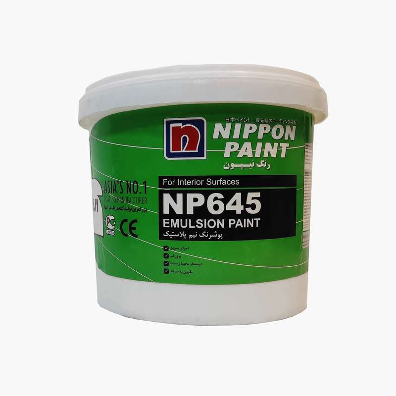 رنگ نیم پلاستیک سفید نیپون کد NP645 وزن 12 کیلوگرم