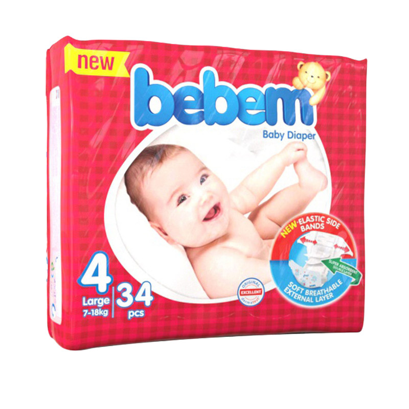 پوشک ببم مدل چسبی سایز 4 چهار بسته 34 عددی