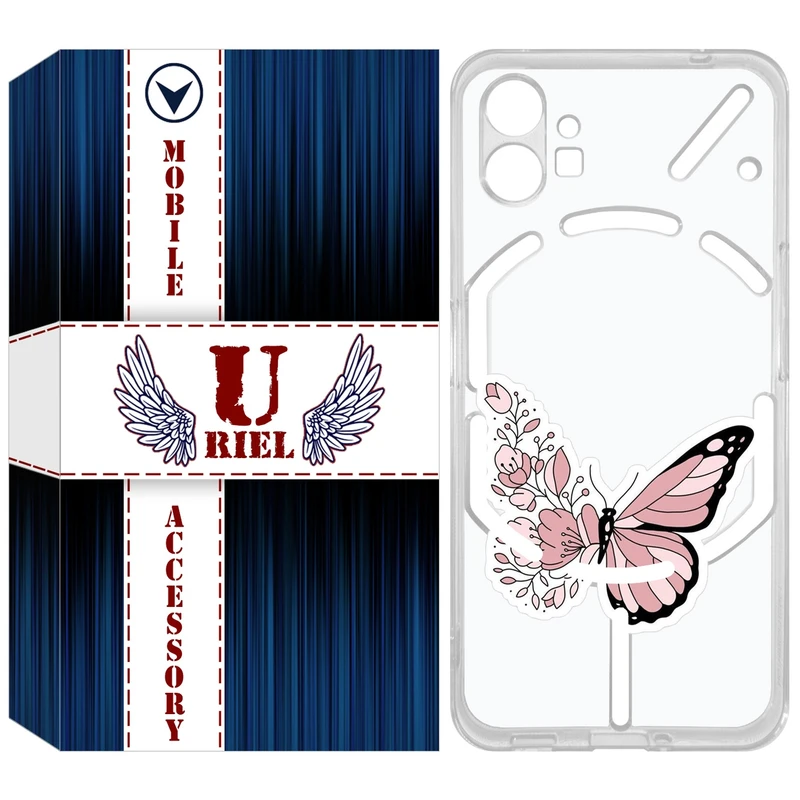 کاور یوریل مدل Clear کد 98 طرح پروانه مناسب برای گوشی موبایل ناتینگ فون Nothing Phone 1