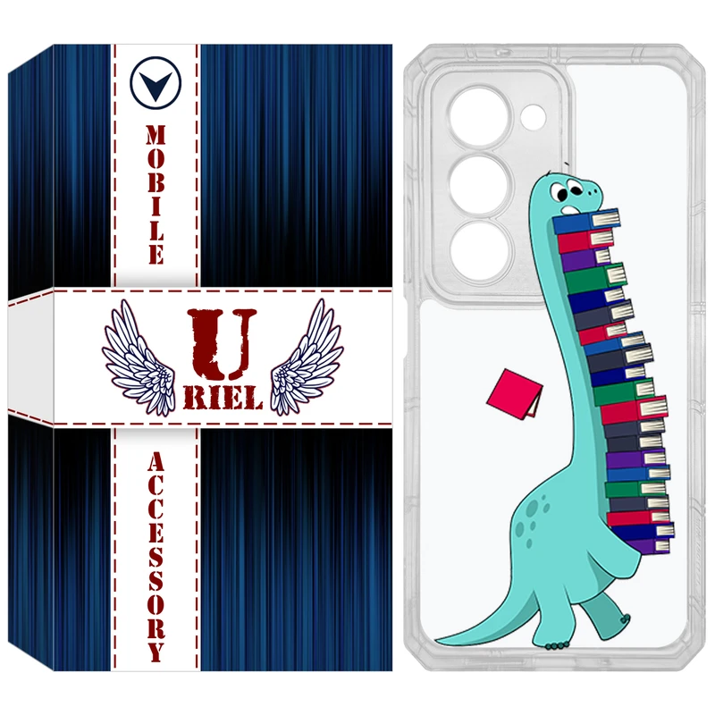 کاور یوریل مدل Clear کد 17 طرح دایناسور کتابخوان مناسب برای گوشی موبایل شیائومی Redmi 15 4G