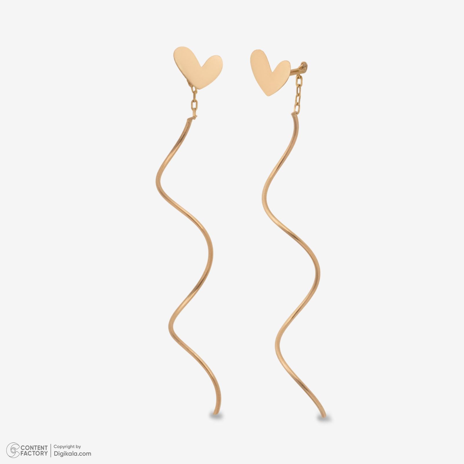 گوشواره آویز طلا 18 عیار زنانه حافا گلد مدل قلب کد e011 -  - 5