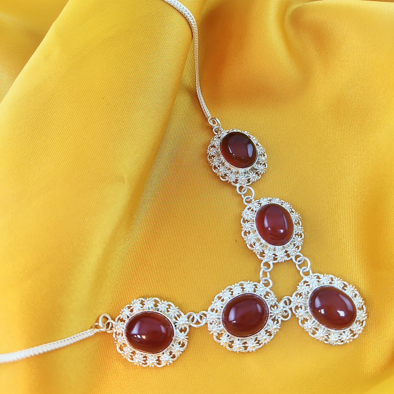 سرویس نقره زنانه مدل عقیق سرخ کد NG2657