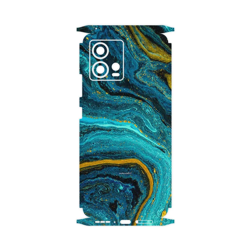 برچسب پوششی ماهوت مدل Turquoise marblewith golden streaks-FullSkin مناسب برای گوشی موبایل موتورولا Edge 30 Fusion
