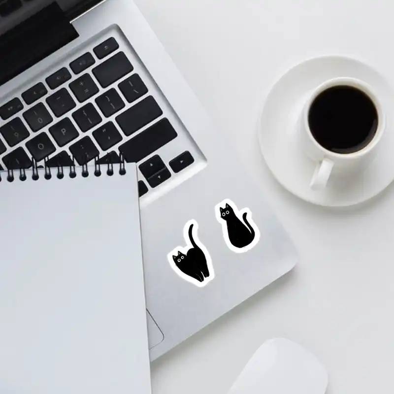 استیکر لپ تاپ طرح گربه سیاه مجموعه 7 عددی