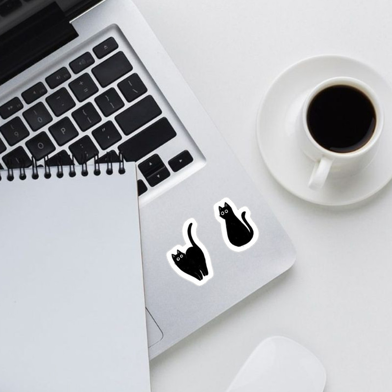 استیکر لپ تاپ طرح گربه سیاه مجموعه 7 عددی