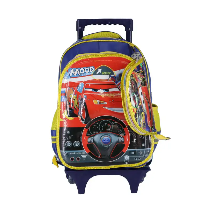 کوله پشتی چرخ دار طرح‌ مک کوئین کد 00987 به همراه جامدادی