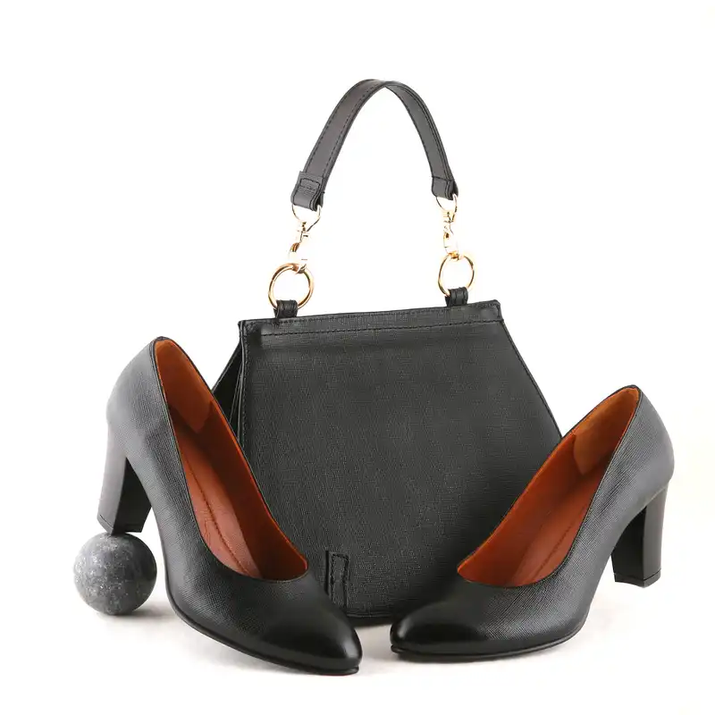 ست کیف و کفش زنانه چرم یلسان مدل مارال کد ANA-HRM-901-msk