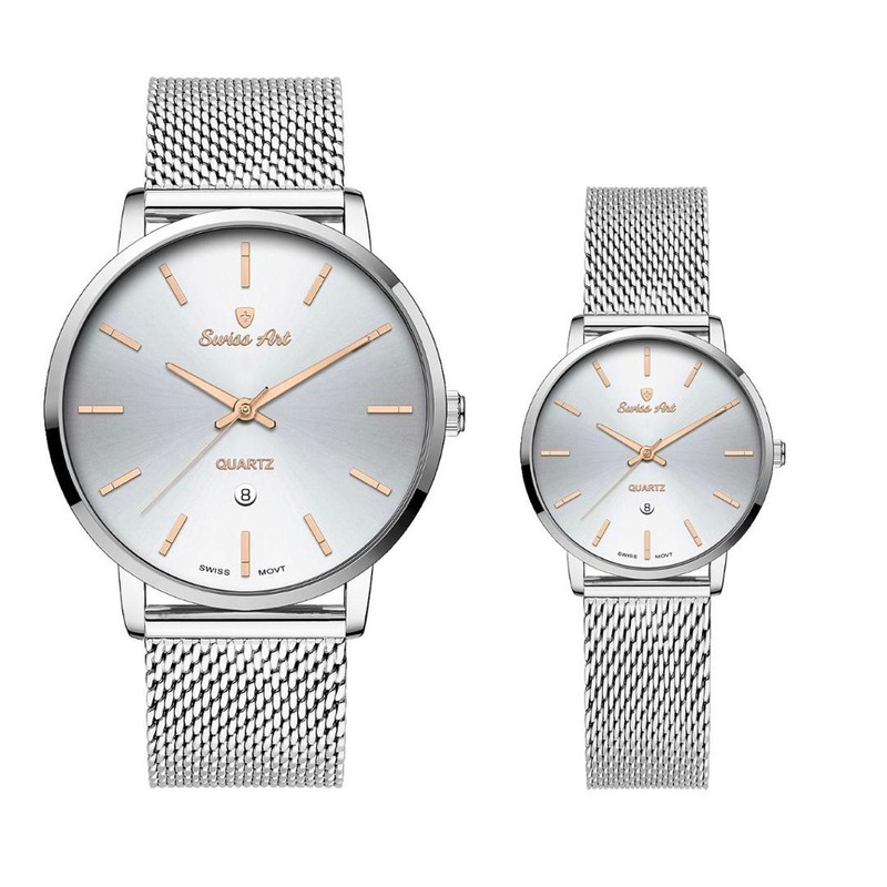 ست ساعت مچی عقربه‌ای  زنانه و مردانه سوئیس آرت مدل 620060/61-01