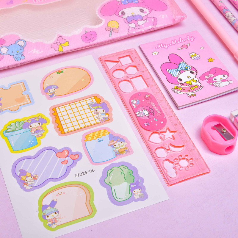 بسته لوازم تحریر مدل ملودی و گروه سانریو مجموعه 9 عددی