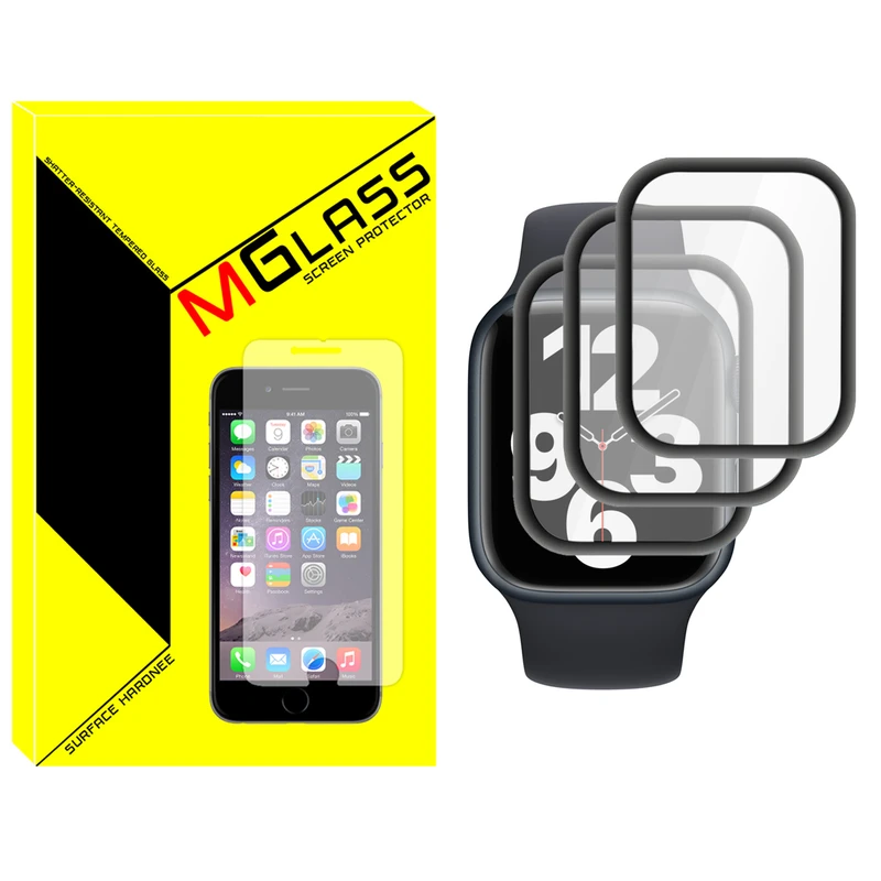 محافظ صفحه نمایش نانو ام‌گلس مدل GLS_Pmma مناسب برای اپل واچ سری 4/5/6/Se سایز 40 میلی متری بسته سه عددی