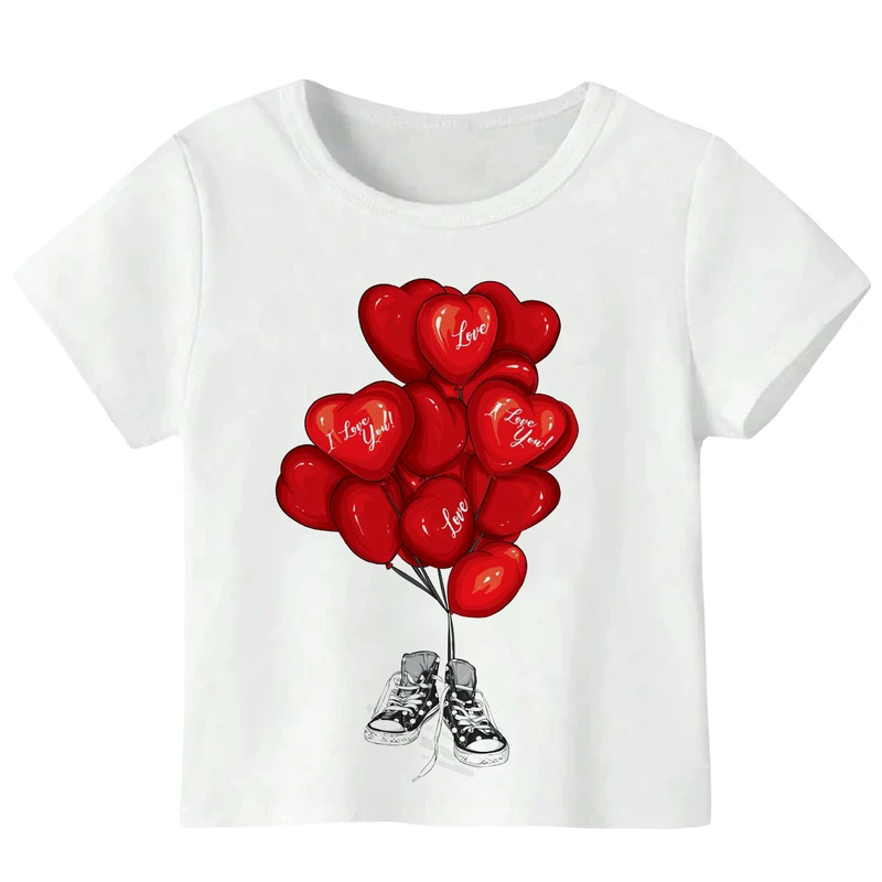 تی شرت آستین کوتاه دخترانه مدل کتونی و بادکنک WS48