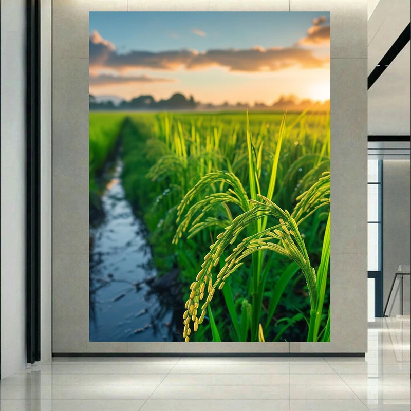 پوستر طرح مخمل طبیعت مدل شالیزار سرسبز کد AR302929