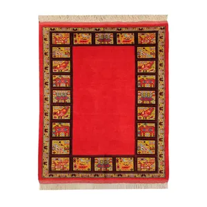 فرش دستباف یک و نیم متری طرح کف ساده مدل AA130
