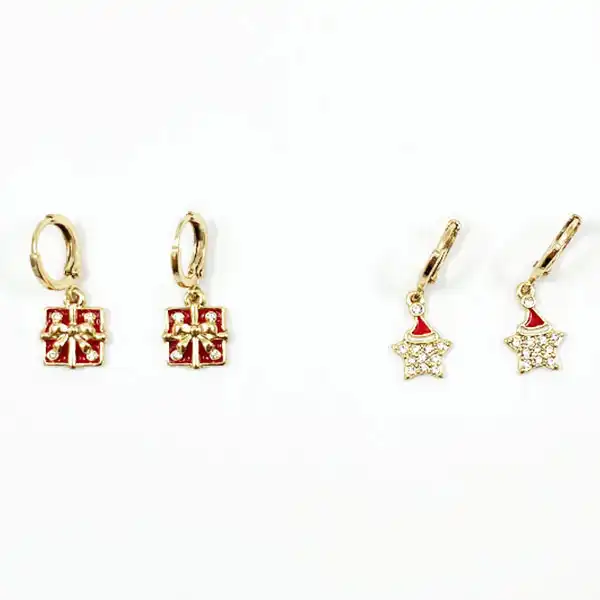گوشواره زنانه سیکس مدل کریسمس کادو وستاره مجموعه دو عددی