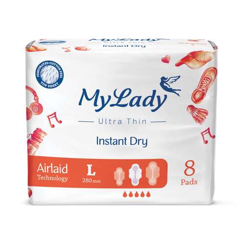 نوار بهداشتی مای لیدی اولترا مدل Instant Dry سایز بزرگ بسته 8 عددی