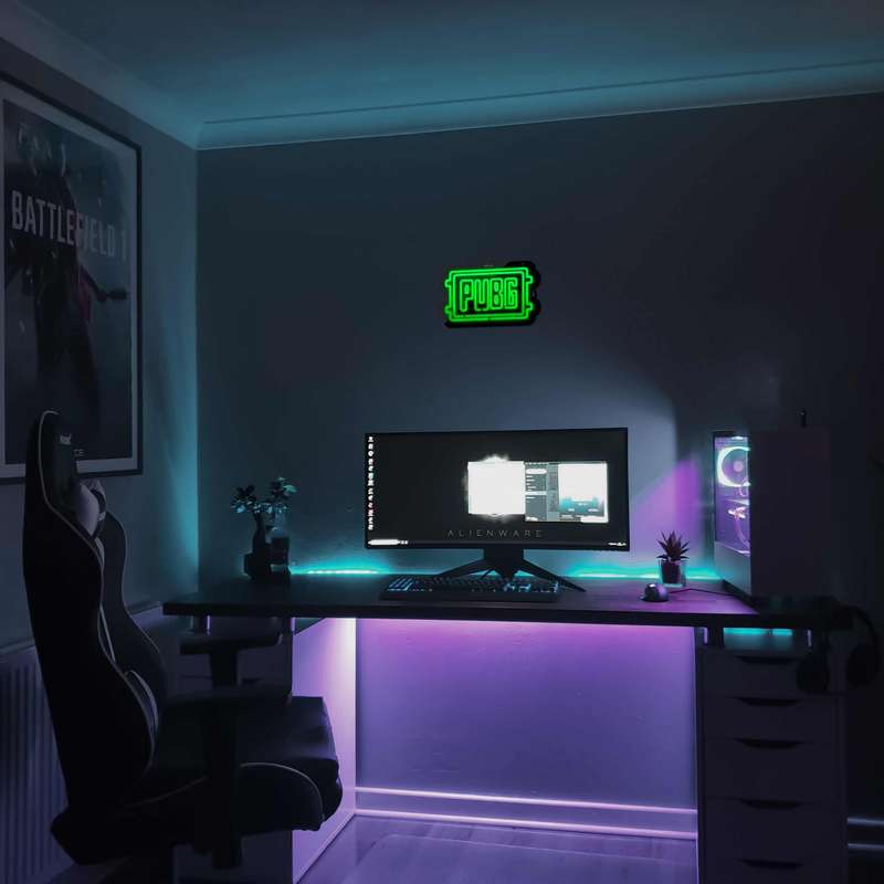 چراغ دیواری نئون دیزاین مدل Pubg-Logo-BL_GR