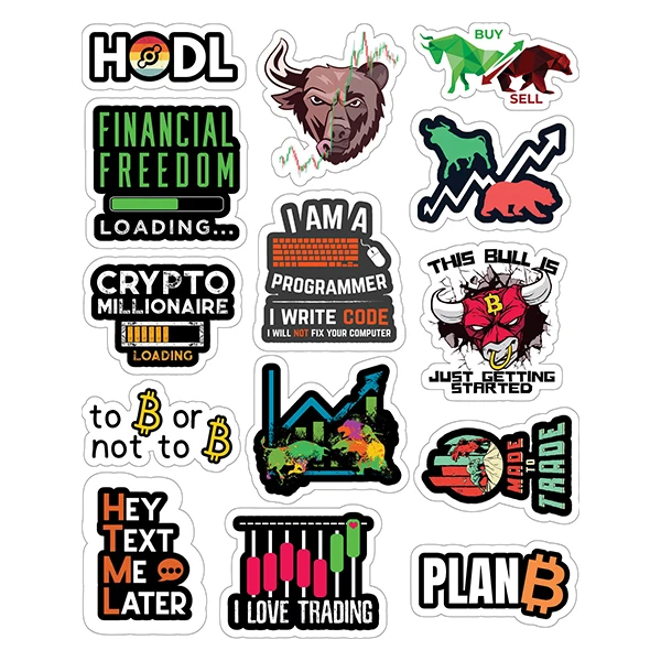 استیکر لپ تاپ توییجین و موییجین طرح تریدر کد 11 مجموعه 14 عددی