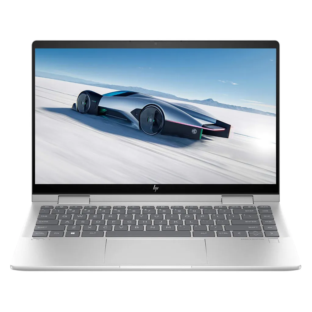 لپ‌تاپ اچ‌ پی مدل ENVY X360 14-ES1013DX با پردازنده Core 5-120U، رم 8GB DDR4 با فرکانس 3200MHz، حافظه داخلی SSD با ظرفیت 512GB، نمایشگر لمسی 14 اینچ IPS، دارای AI NPU، نور پس‌زمینه کیبورد