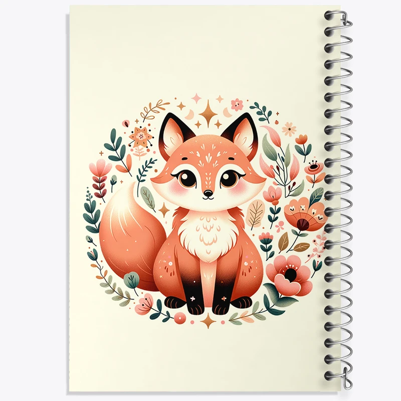 دفتر ژورنال نویسی 50 برگ خندالو مدل نقطه ای طرح روباه بامزه کد N1422