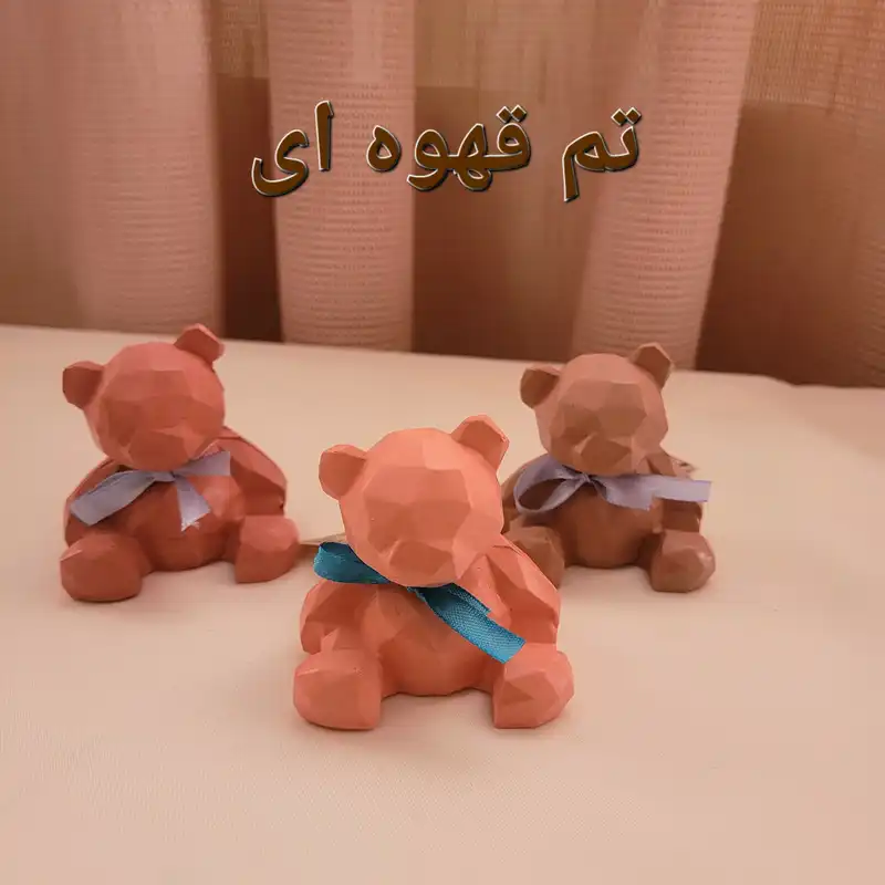 مجسمه سنگی مدل خرس تدی اوریگامی مینیمال مجموعه 4 عددی