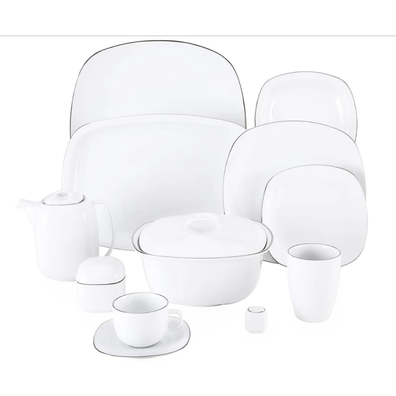 سرویس 98 پارچه غذاخوری چینی زرین ایران مدل کواترو سمن درجه عالی