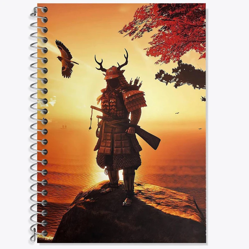 دفتر زبان 50 برگ خندالو مدل سه خط طرح گوست آف سوشیما کد 30810