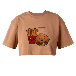 کراپ‌تاپ آستین کوتاه زنانه مدل FAST FOOD کد L272 K