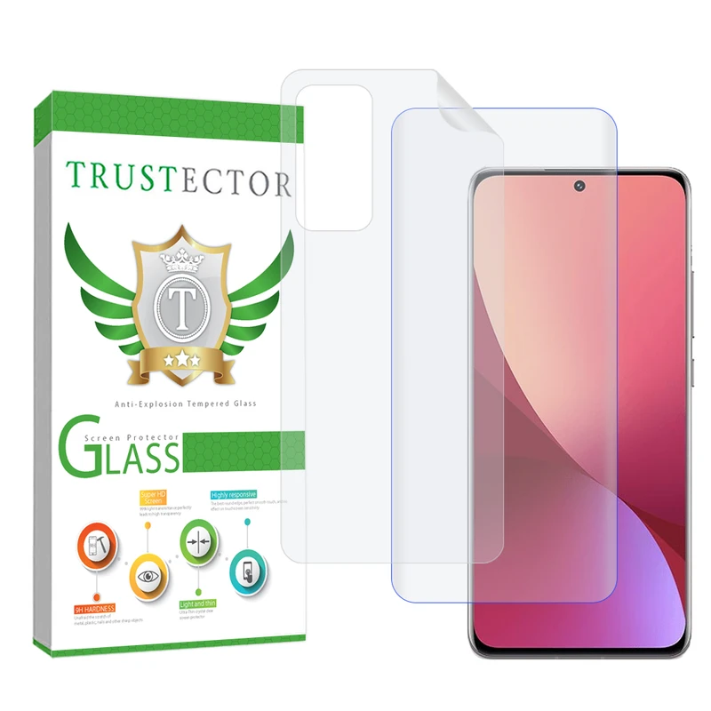 محافظ صفحه نمایش تراستکتور مدل UVNANOMTBT مناسب برای گوشی موبایل شیائومی 12 / 12S / 12X به همراه محافظ پشت گوشی
