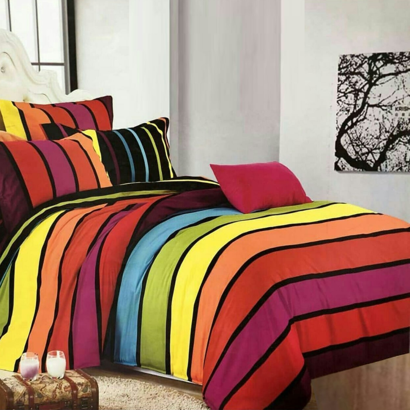 سرویس خواب کوکو جم مدل مدادرنگی کینگ 180 دونفره 6 تکه