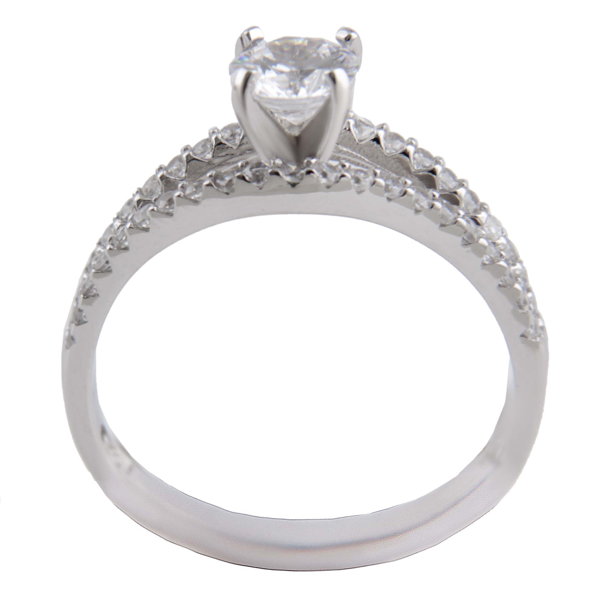 انگشتر نقره زنانه بازرگانی میلادی مدل نگین برلیان اتمی ابکاری رادیوم کد AWR_1430