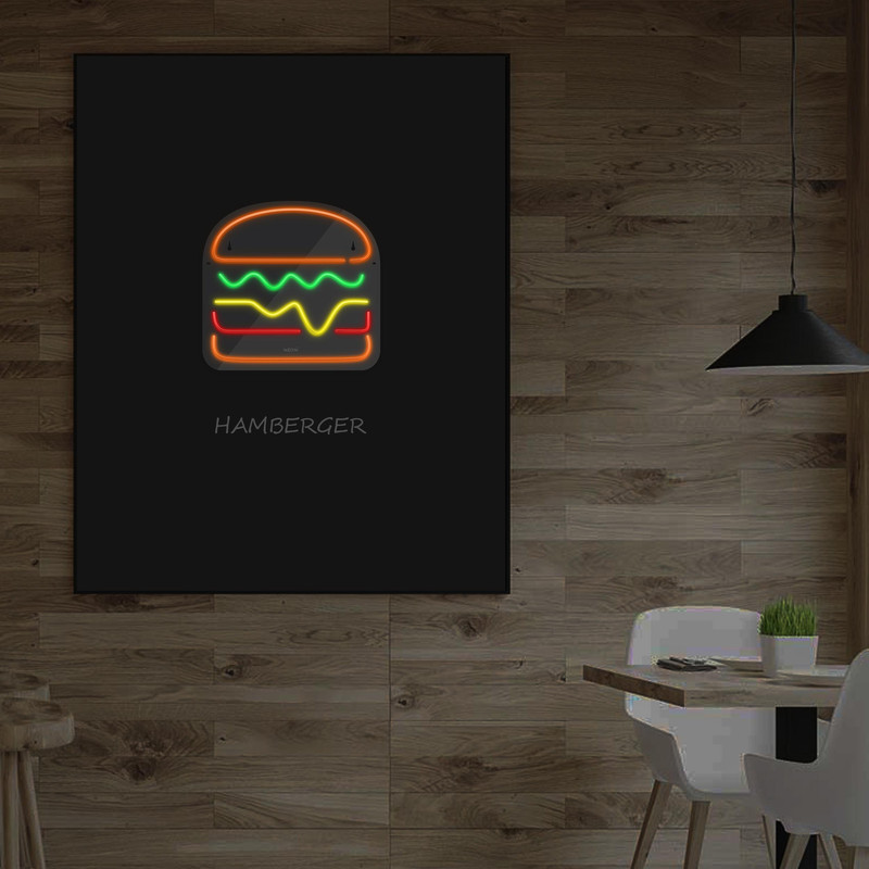 چراغ دیواری نئون دیزاین طرح Hamburger