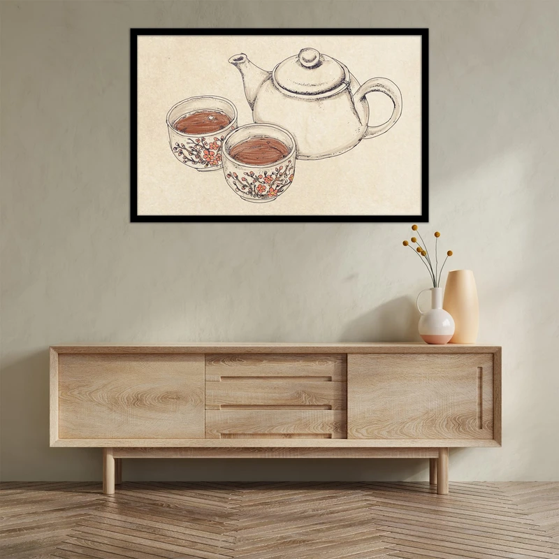 تابلو بکلیت طرح قوری و فنجان چای و دمنوش مدل B-bu2666