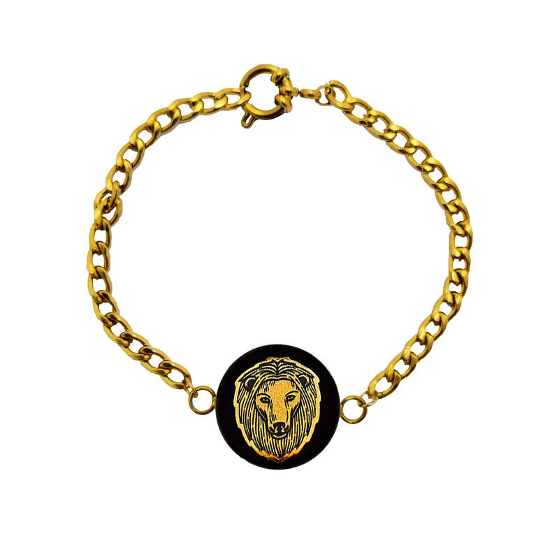 دستبند زنجیری زنانه مارک گلد مدل ماه تولد مرداد سری رویال کد BS05