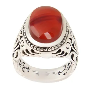 انگشتر نقره مردانه مدل سنگ عقیق کد AM_2450