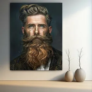  تابلو بوم طرح مخمل چهره مدل مرد ژولیده کد GR1200