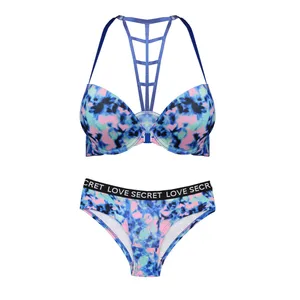 ست شورت و سوتین زنانه مدل آبرنگی کد E-811 رنگ آبی