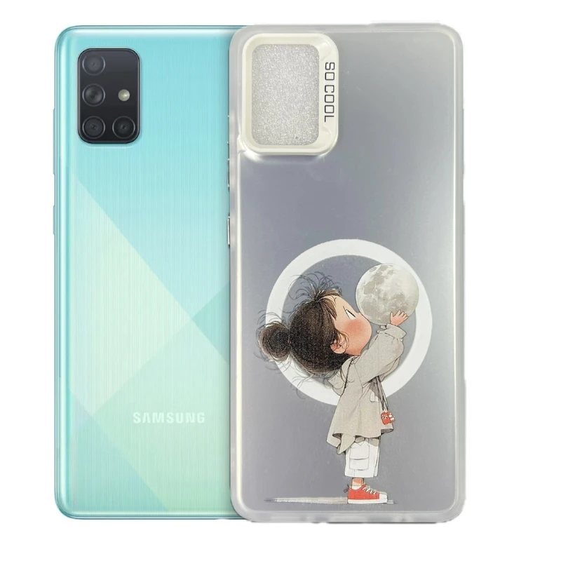 کاور طرح دختر و ماه مناسب برای گوشی موبایل سامسونگ Galaxy A51