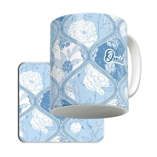 ماگ لاژید مدل اسم امید کد Batik02 به همراه زیرلیوانی