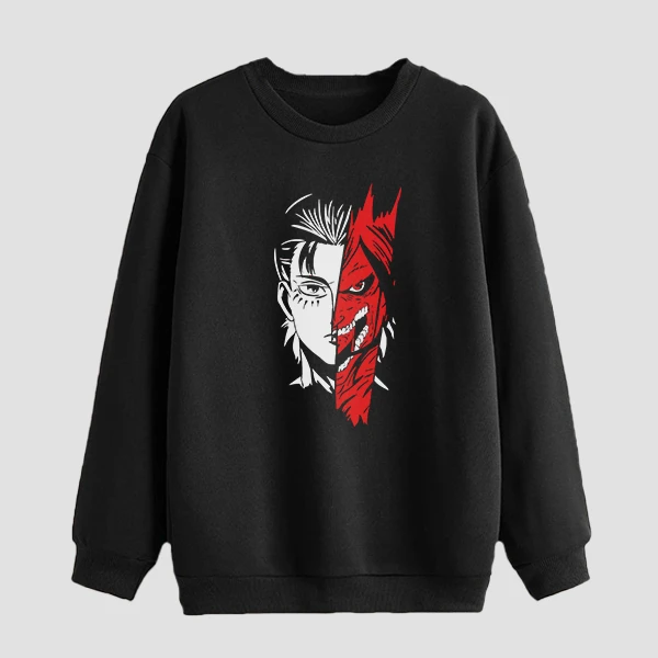 سویشرت مردانه مدل انیمه ای اتک ان تایتان کد anm050