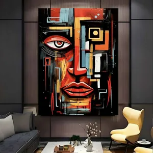 تابلو بوم طرح مخمل کوبیسم مدل چهره هندسی کد BK24391