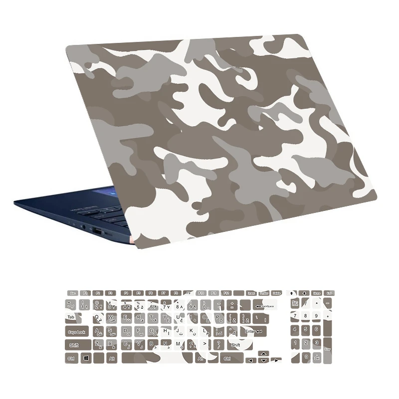 استیکر لپ تاپ توییجین و موییجین طرح Military کد 19 مناسب برای لپ تاپ 15.6 اینچ به همراه برچسب حروف فارسی کیبورد 