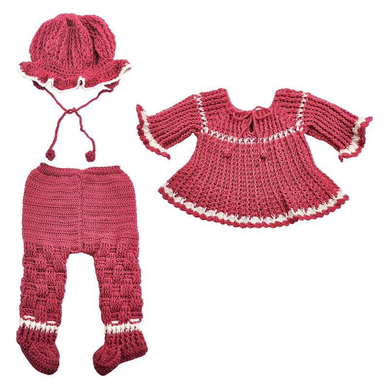 ست 3 تکه لباس نوزادی بافتنی کد ZJ06-DPK